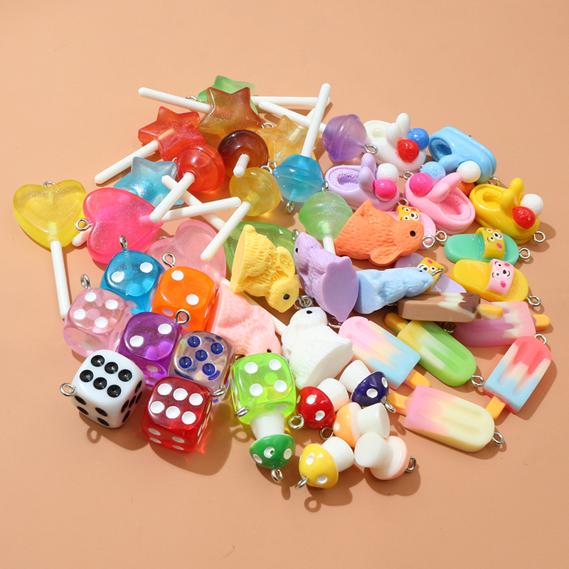 Candle Shop - 10PCS Resin Pendant Charms Rabbit Dice