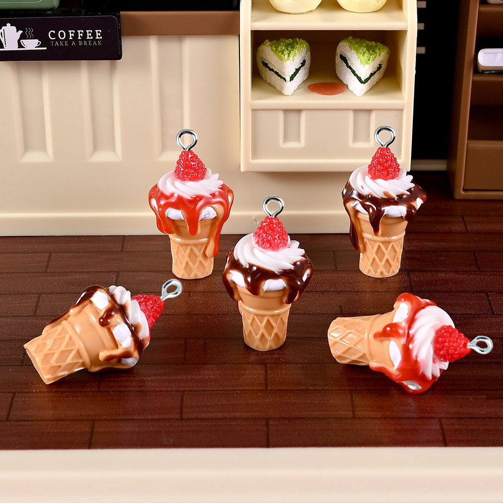 Candle Shop - 10pcs Strawberry Jam Ice Cream Resin