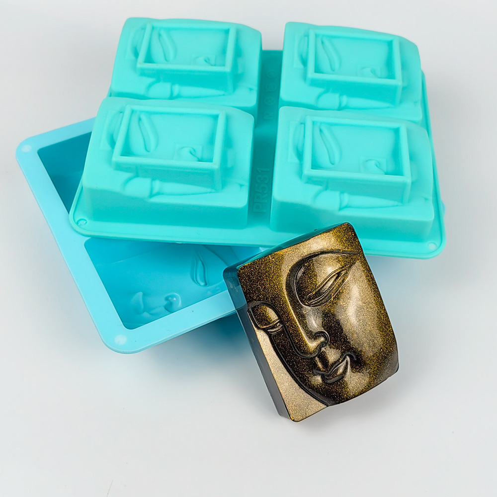 Candle Supplies Store - 4 Holes Buddha Portrait Soap Mold