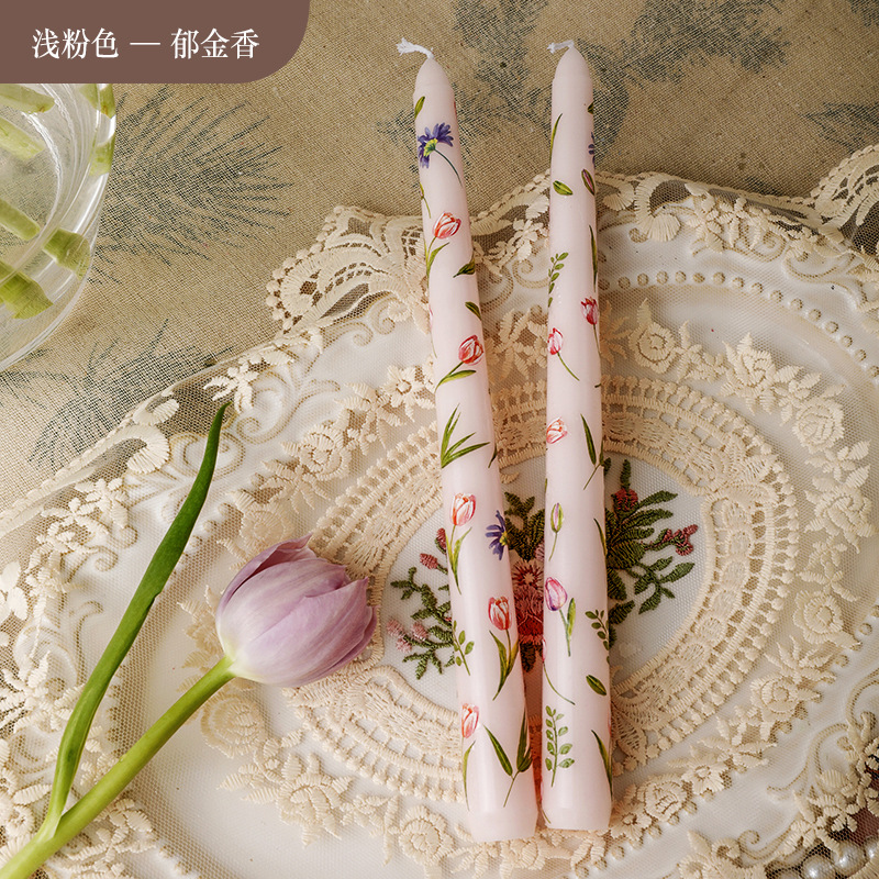 2PCS Long Candles Floral Print - Candle Supplies Bulk ulasan dan harga