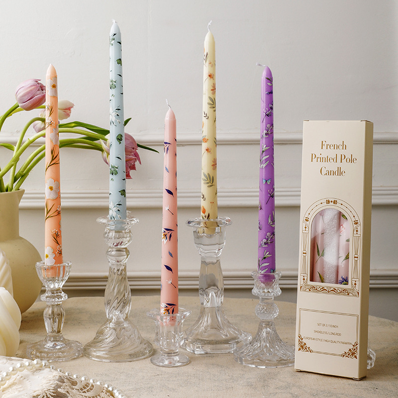 2PCS Long Candles Floral Print - Candle Supplies Bulk ulasan dan harga