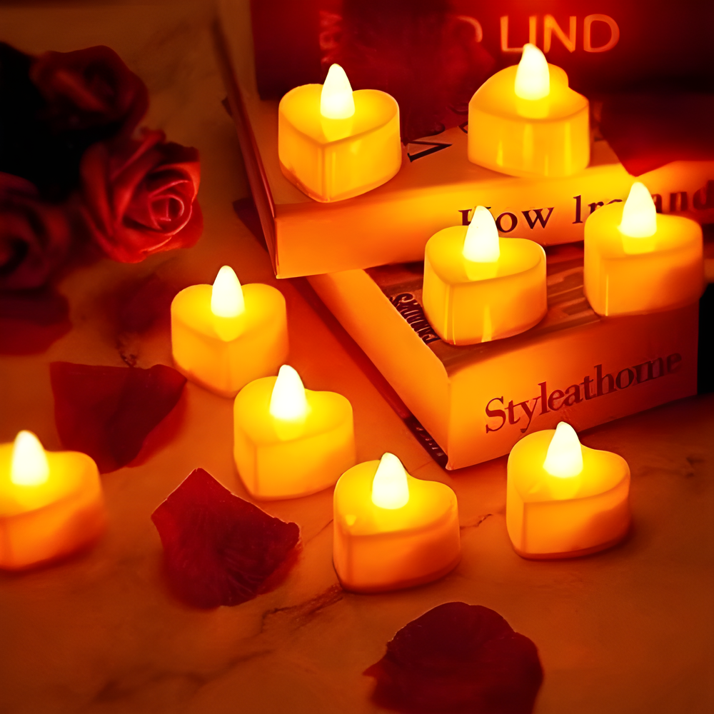 24pcs Heart Shape LED Flameles - Candle Zero ulasan dan harga