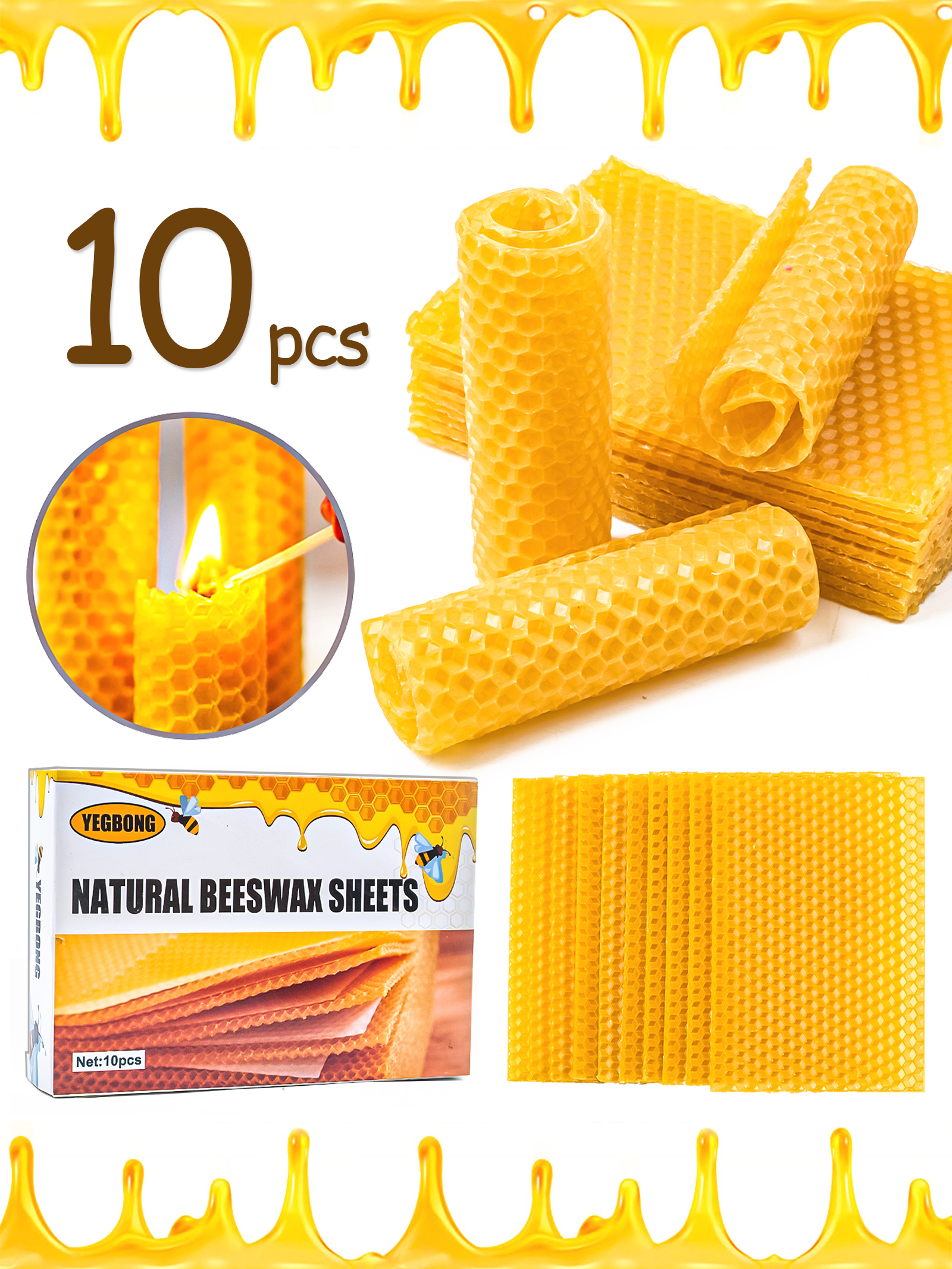 10Pcs Natural Honeycomb Bee Wa - Candle Supplies Store ulasan dan harga